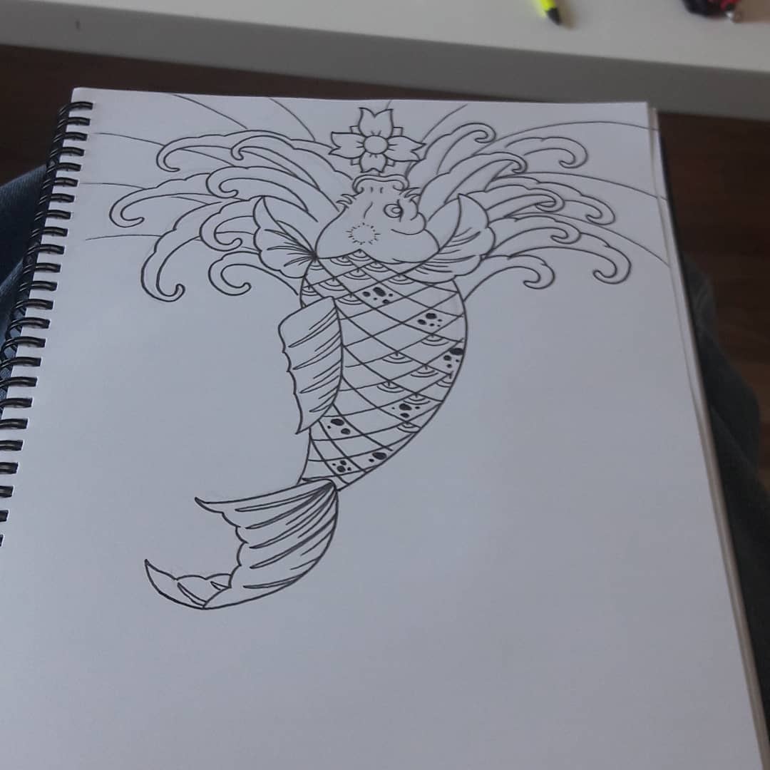 鲤鱼纹身手稿