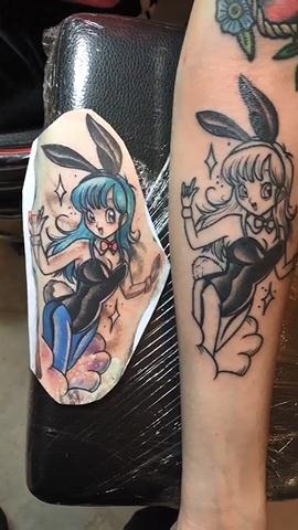 小臂兔子女郎纹身图案已完成视频